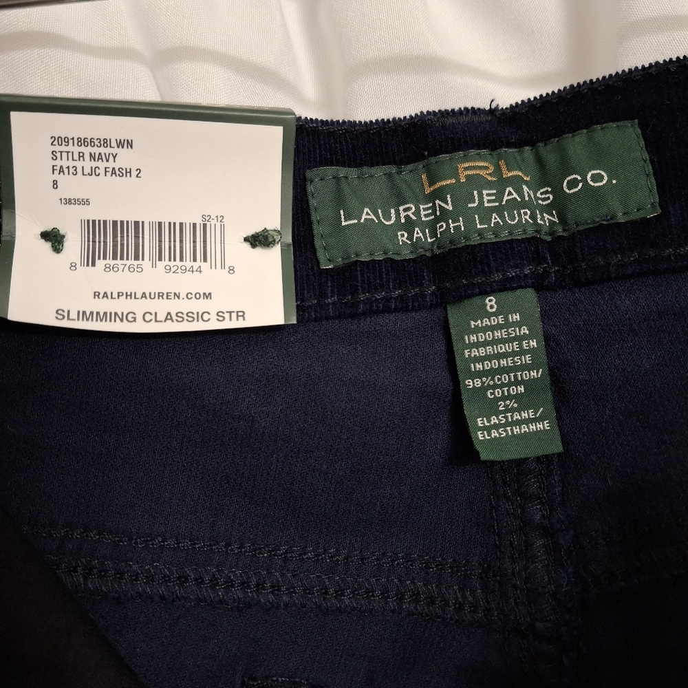 Lauren Ralph Lauren Navy corduroy Straight Leg Pants - Picture 4 of 6